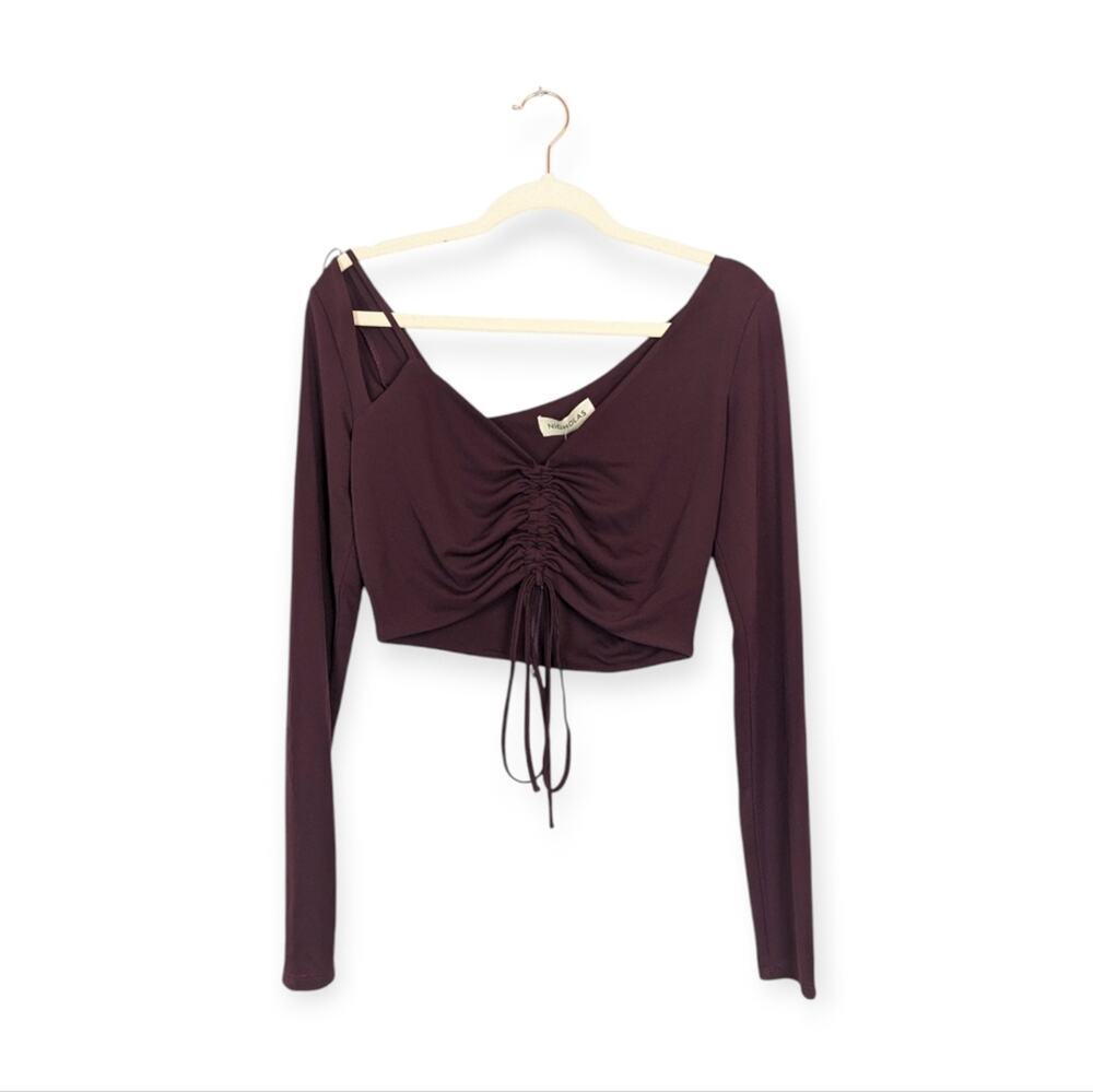 Nicholas Rana Crop Top 6 Dark Plum Ruched Sleeveless Party NWT
